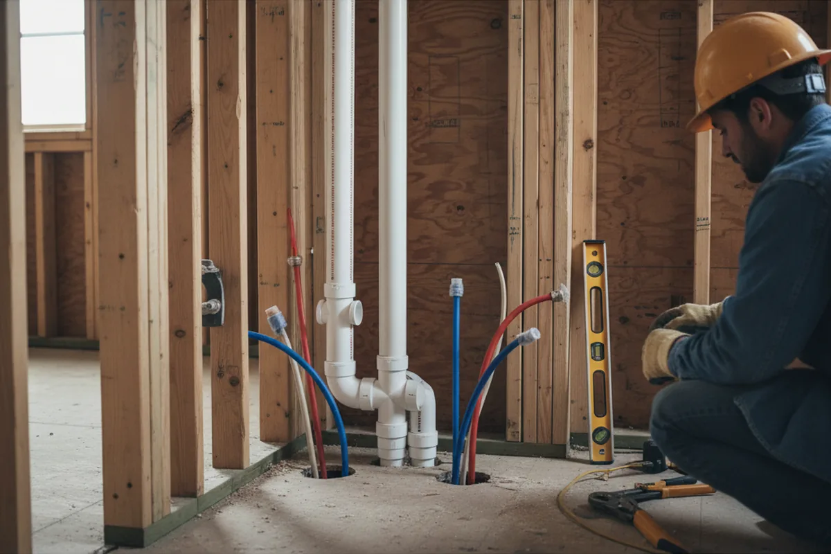 Drain and supply rough-in during Drain Cleaning in Hoffmeister